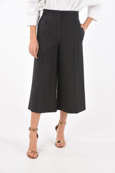 Single-pleated Wool and Silk Flared Gaucho Pants
